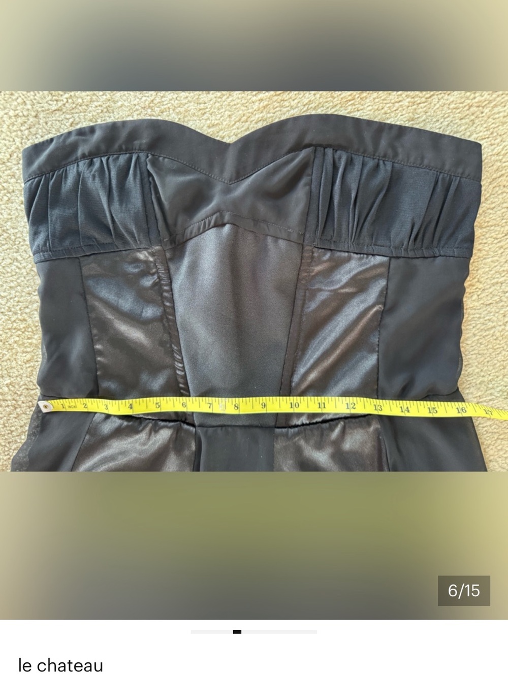 Size large L le chateau Black Strapless Satin Cocktail Dress corset style satin - Picture 4 of 6
